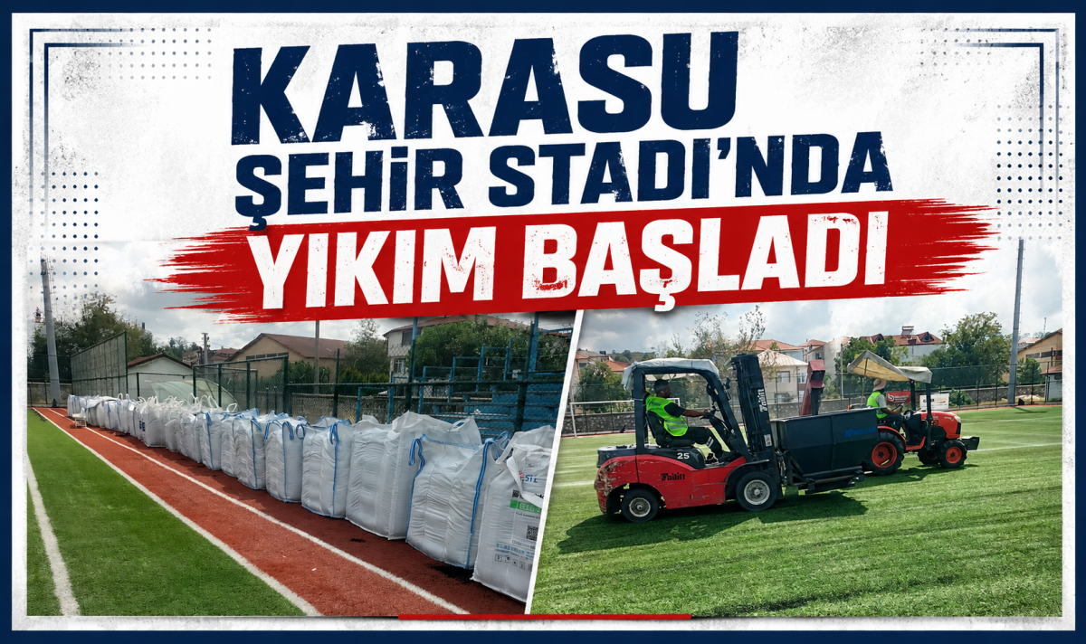 Karasu Şehir Stadı’nda yıkım başladı