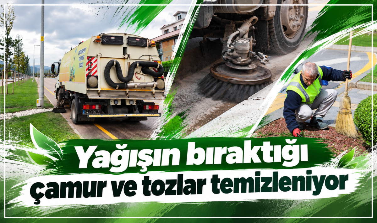 Yağışın bıraktığı çamur ve tozlar temizleniyor