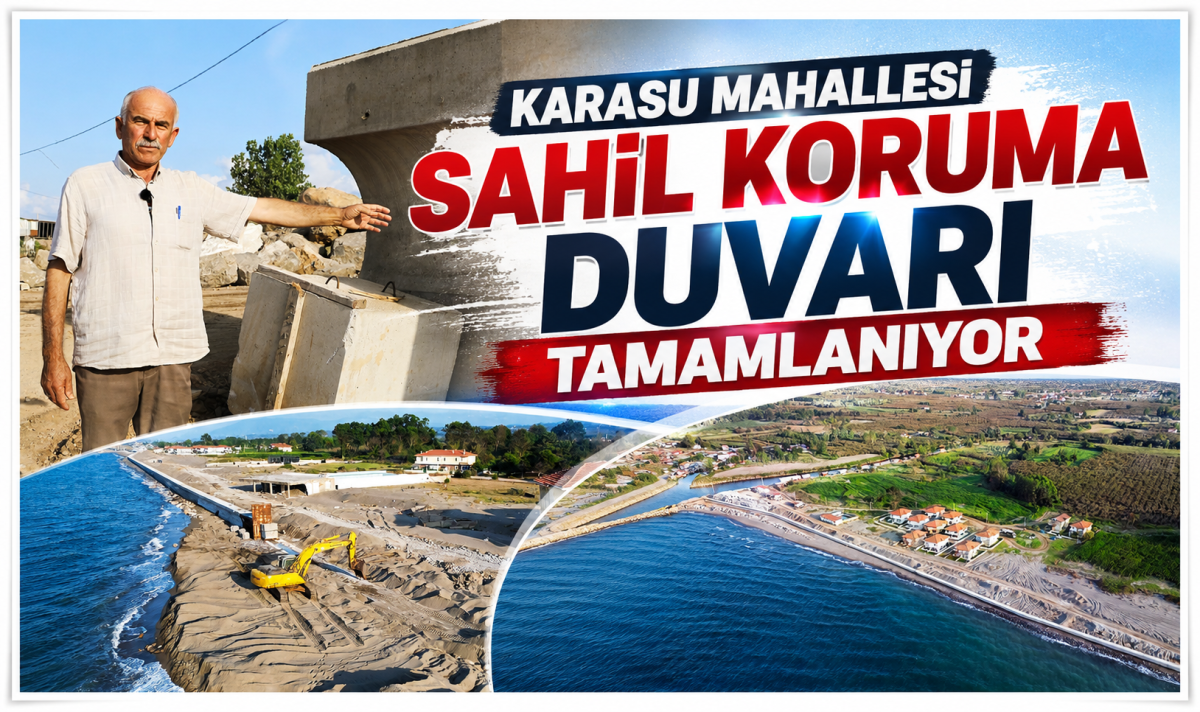 Karasu Mahallesi sahil koruma duvarı tamamlanıyor